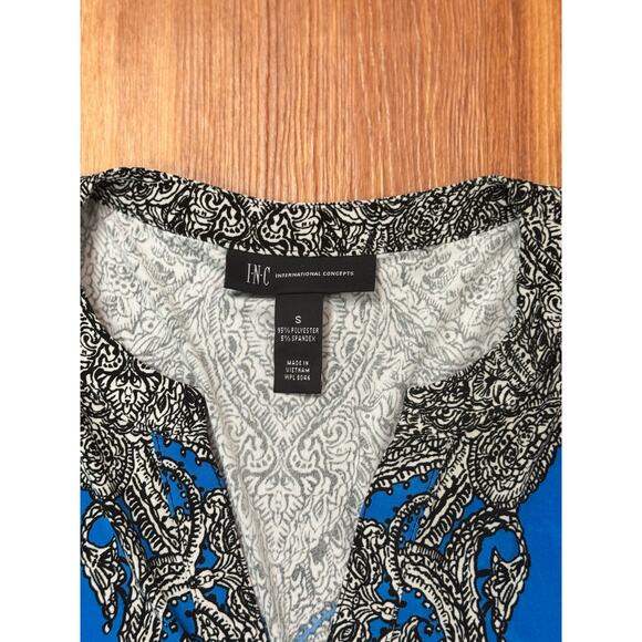 NWOT! International Concepts Sleeveless Blouse - Small - Blue & Black - Picture 2 of 4